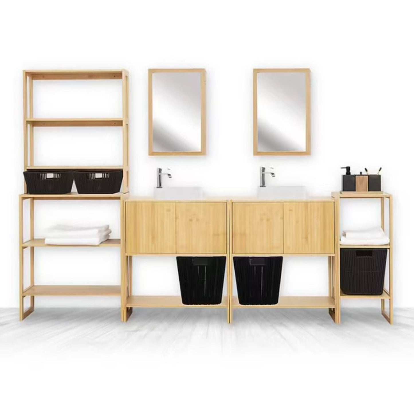 Estantería Modular De Bambú Con 2 Niveles 84x35.1x33.5cm 7house_2