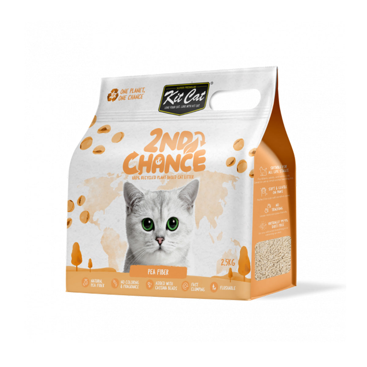 Pack 6 Kit Cat Arena Eco 2nd Chance - Pea Fiber (Original) 2,5 Kg Cascara de Guisante y Yuca