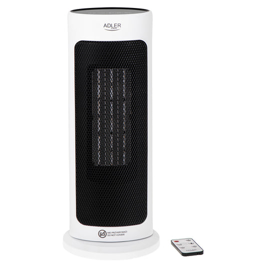 Calefactor De Torre Cerámico, Mando Distancia, Temporizador Temperatura 15 A 40°c, Oscilante Adler Ad7738, Blanco