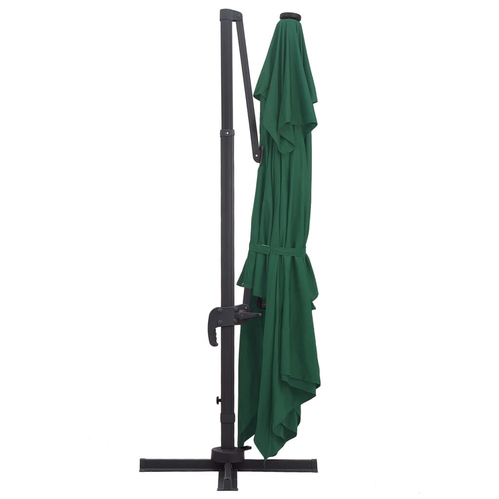 Vidaxl Sombrilla Voladiza Luces Led Y Poste Aluminio Verde 4x3 M_4