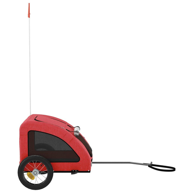 Vidaxl Remolque De Bicicleta Mascotas Hierro Tela Oxford Rojo_5