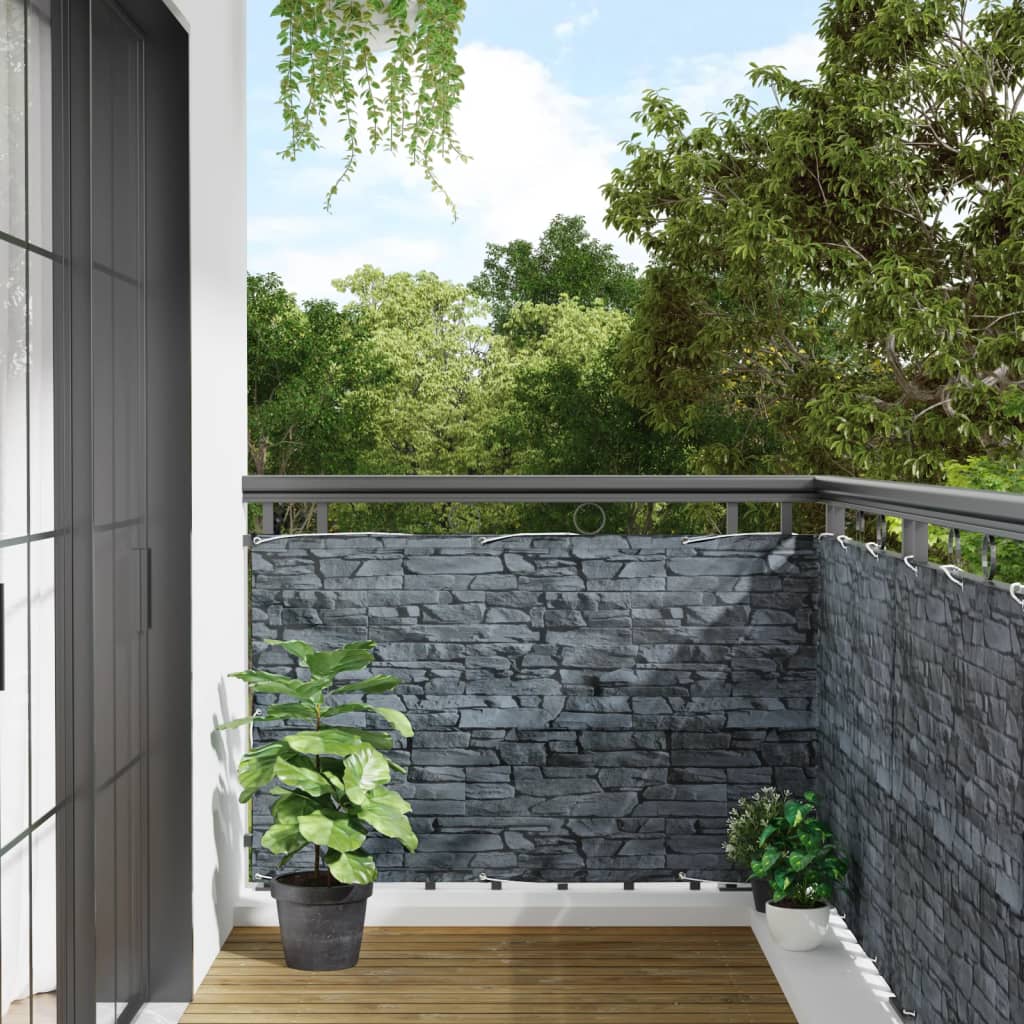 Pantalla De Privacidad De Balcón Pvc Look Piedra Gris 700x90 Cm / Vetonek_5
