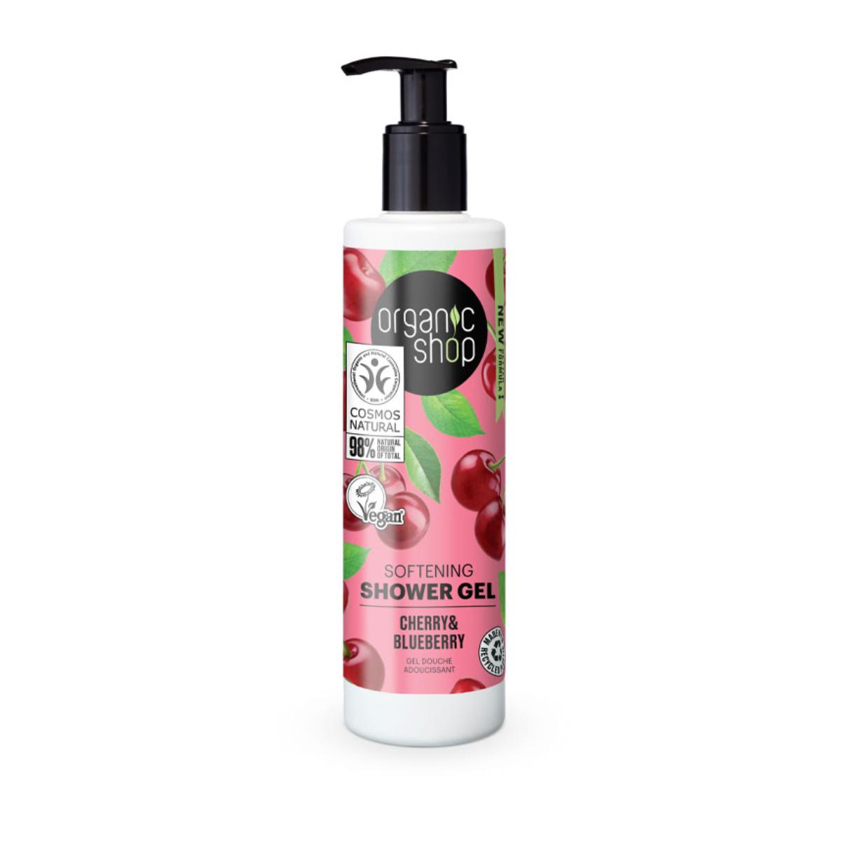 Gel de ducha suavizante cereza y arándano azul, Organic Shop 280 ml