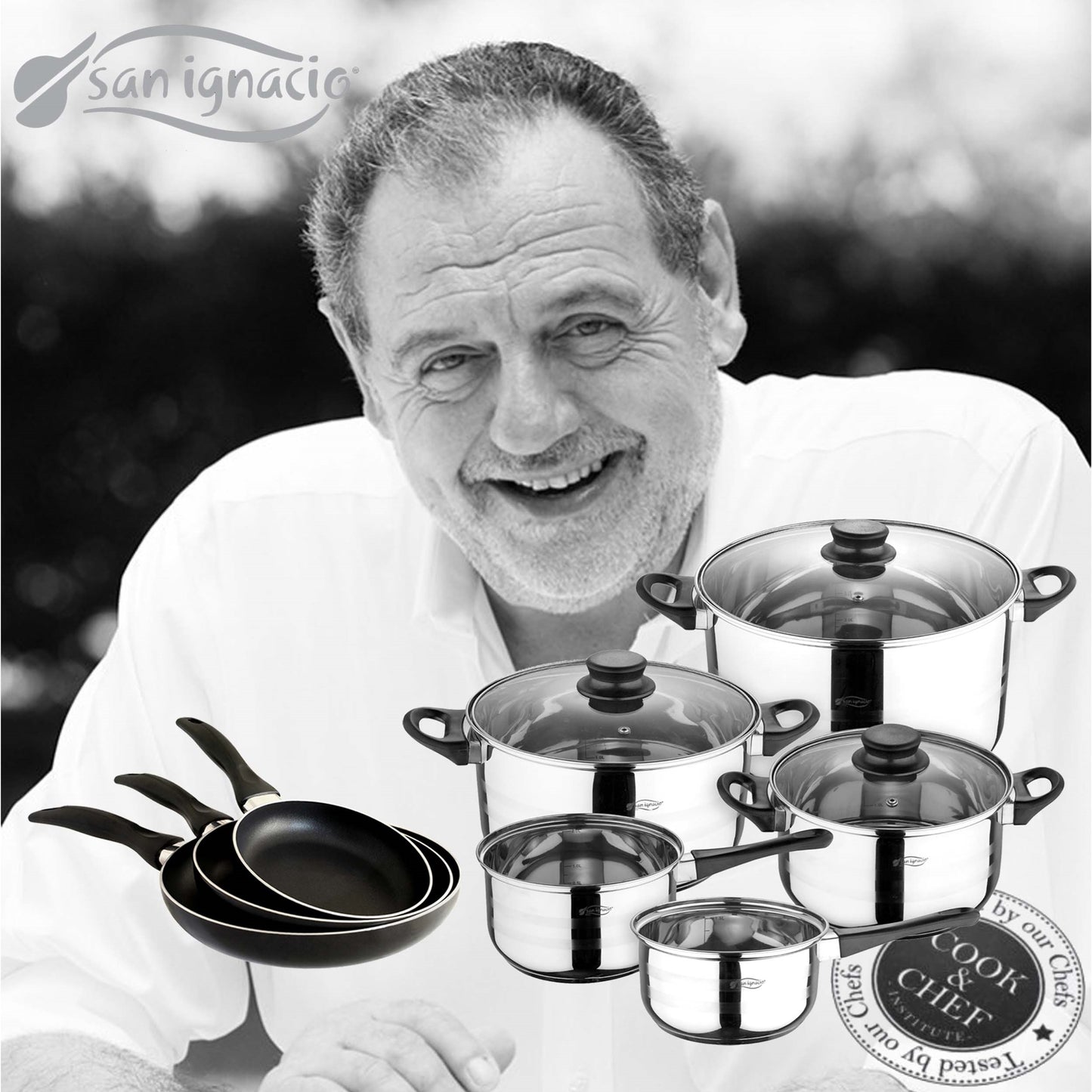 Set De Tres Sartenes + Batería De Cocina 8 Piezas, Cromado - San Ignacio_0
