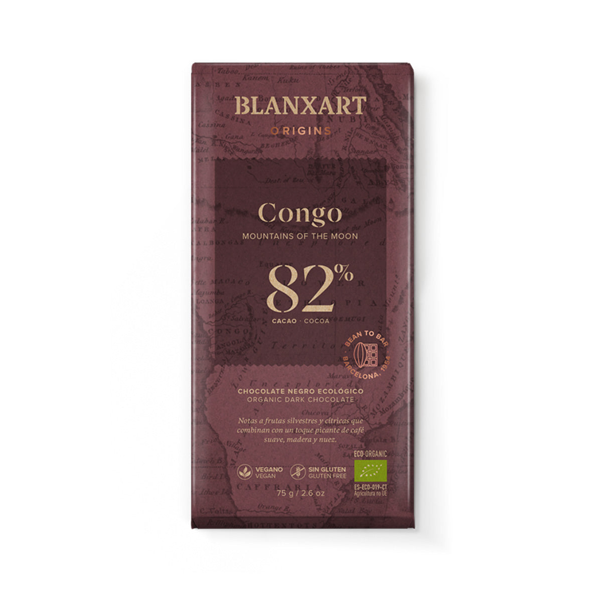 Chocolate Negro 82% Congo ECO Blanxart 75g