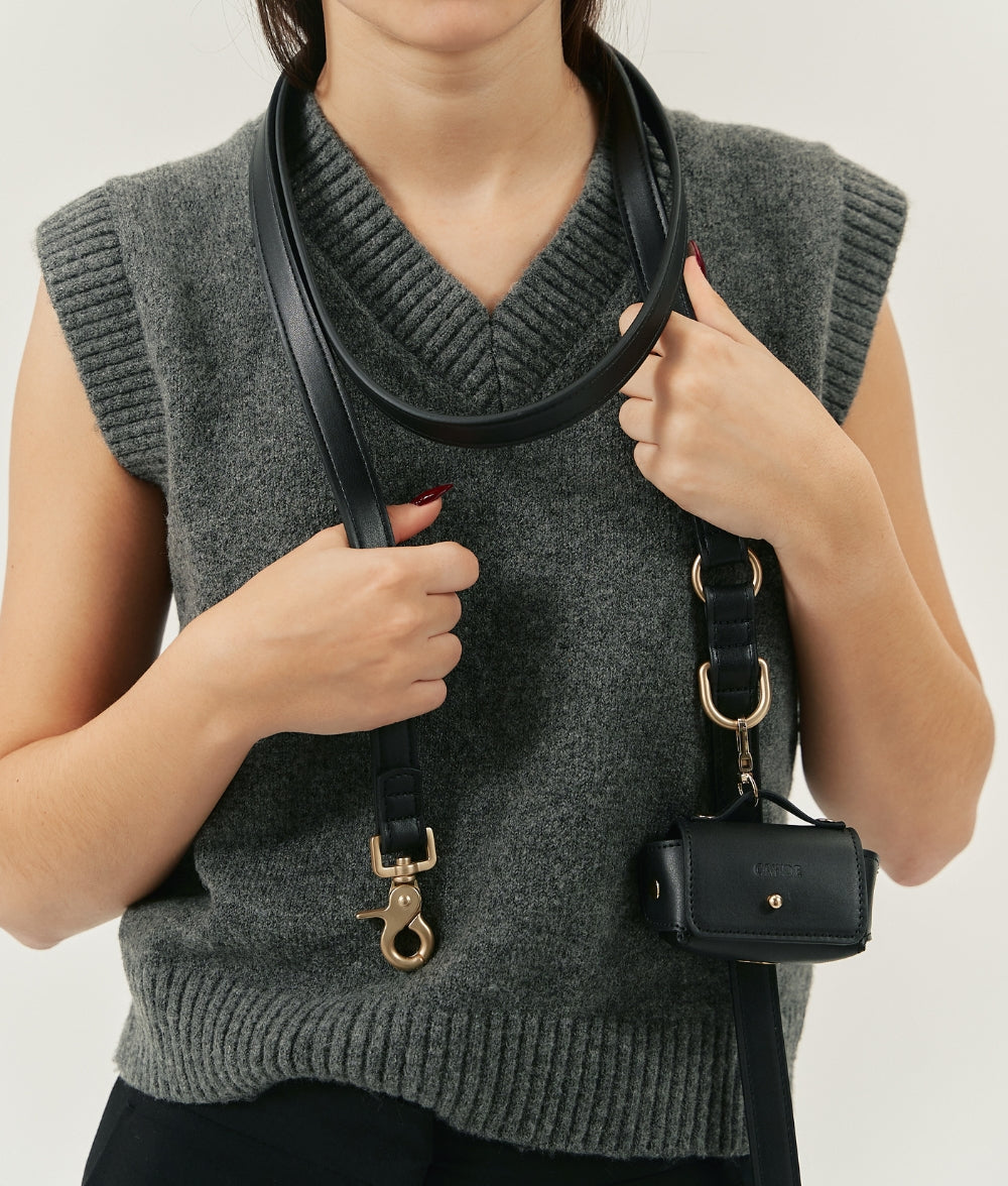 Cafide Portabolsas De Cuero Vegano Negro. Modelo Jala.