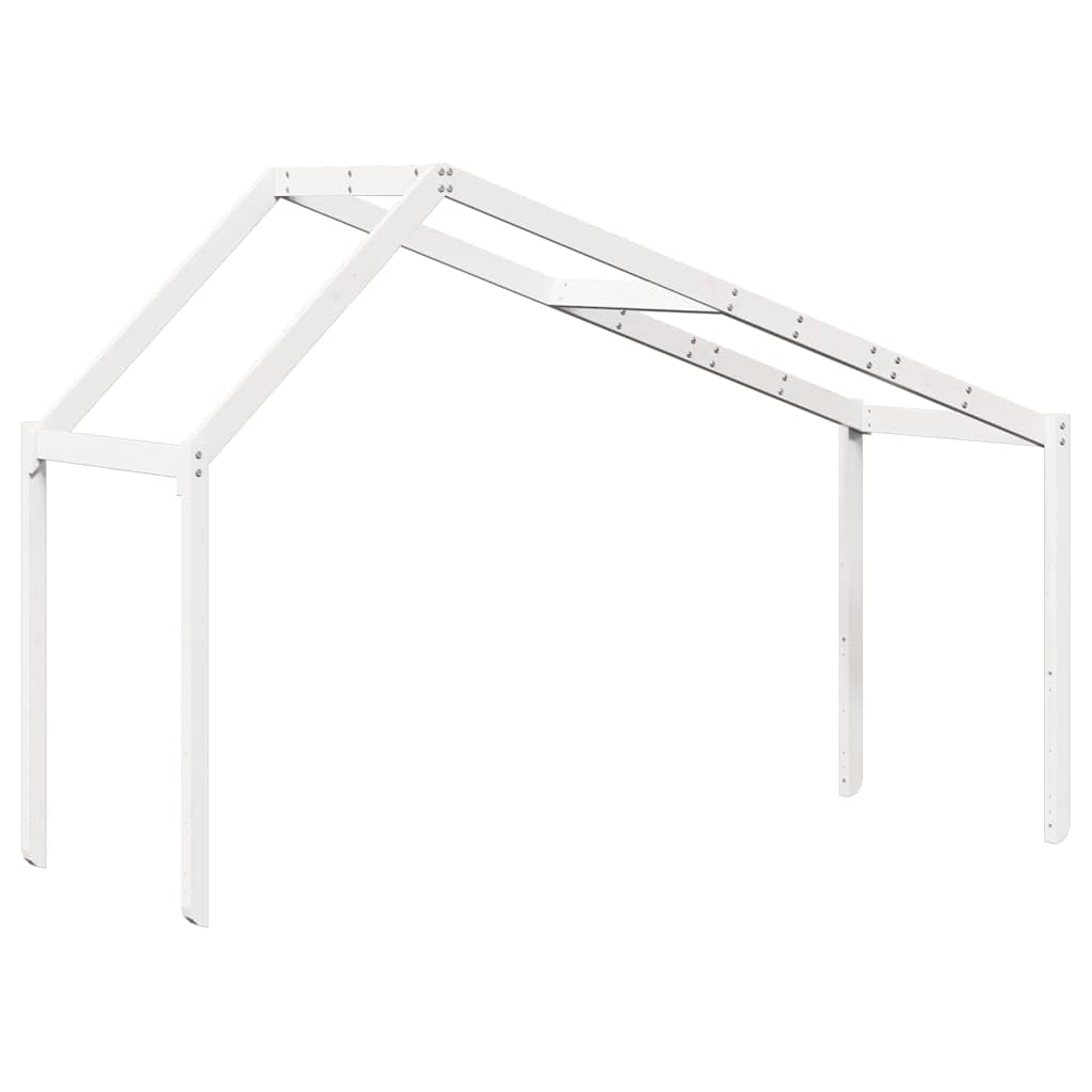Techo De Cama Infantil Madera Maciza Blanco 203x95,5x142 Cm_5
