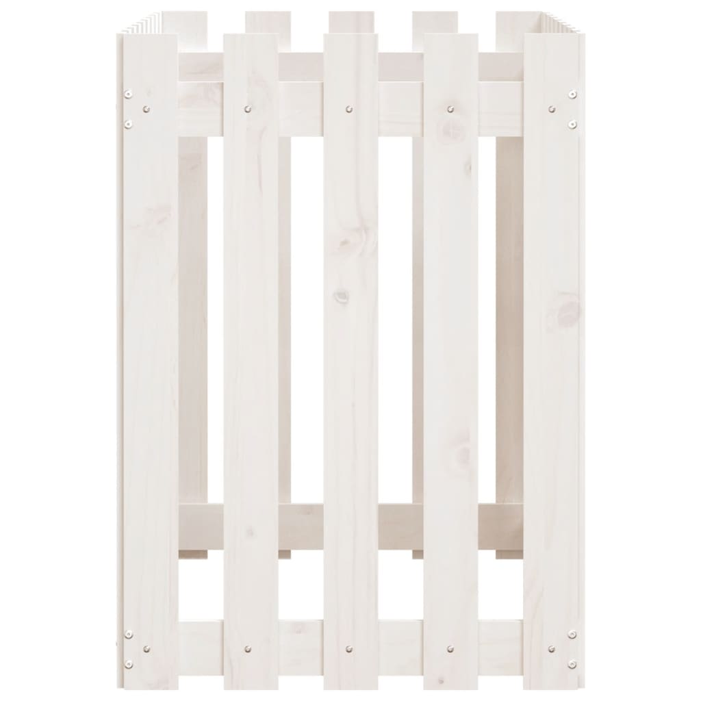 Arriate Elevado Jardín Con Valla Madera Pino Blanco 100x50x70cm_5
