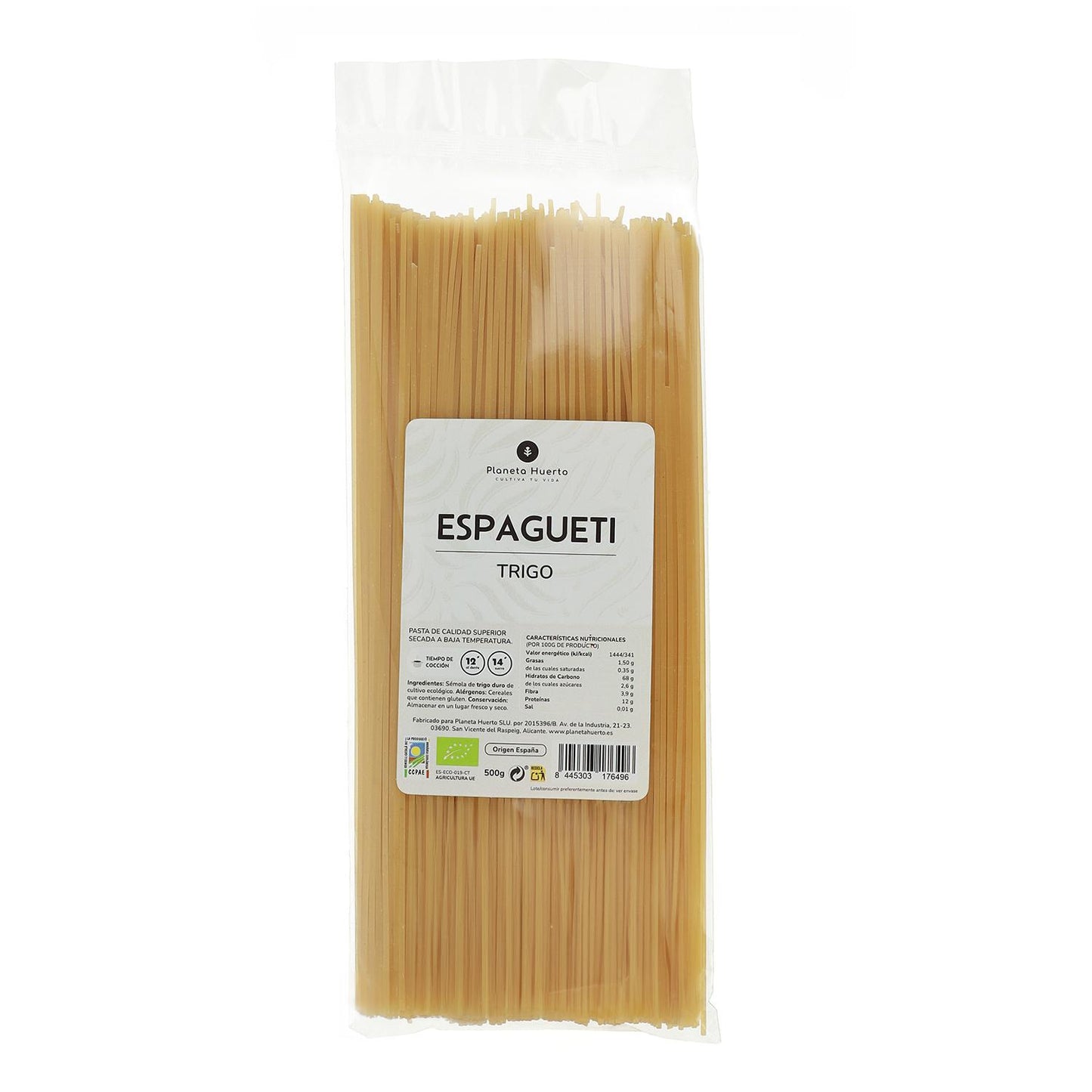 Espagueti de trigo ECO Planeta Huerto 500gr