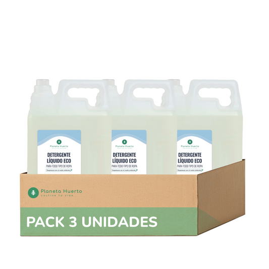 Pack 3 x Detergente Líquido Ropa Eco  Aroma natural a ropa limpia Planeta Huerto  5 Litros