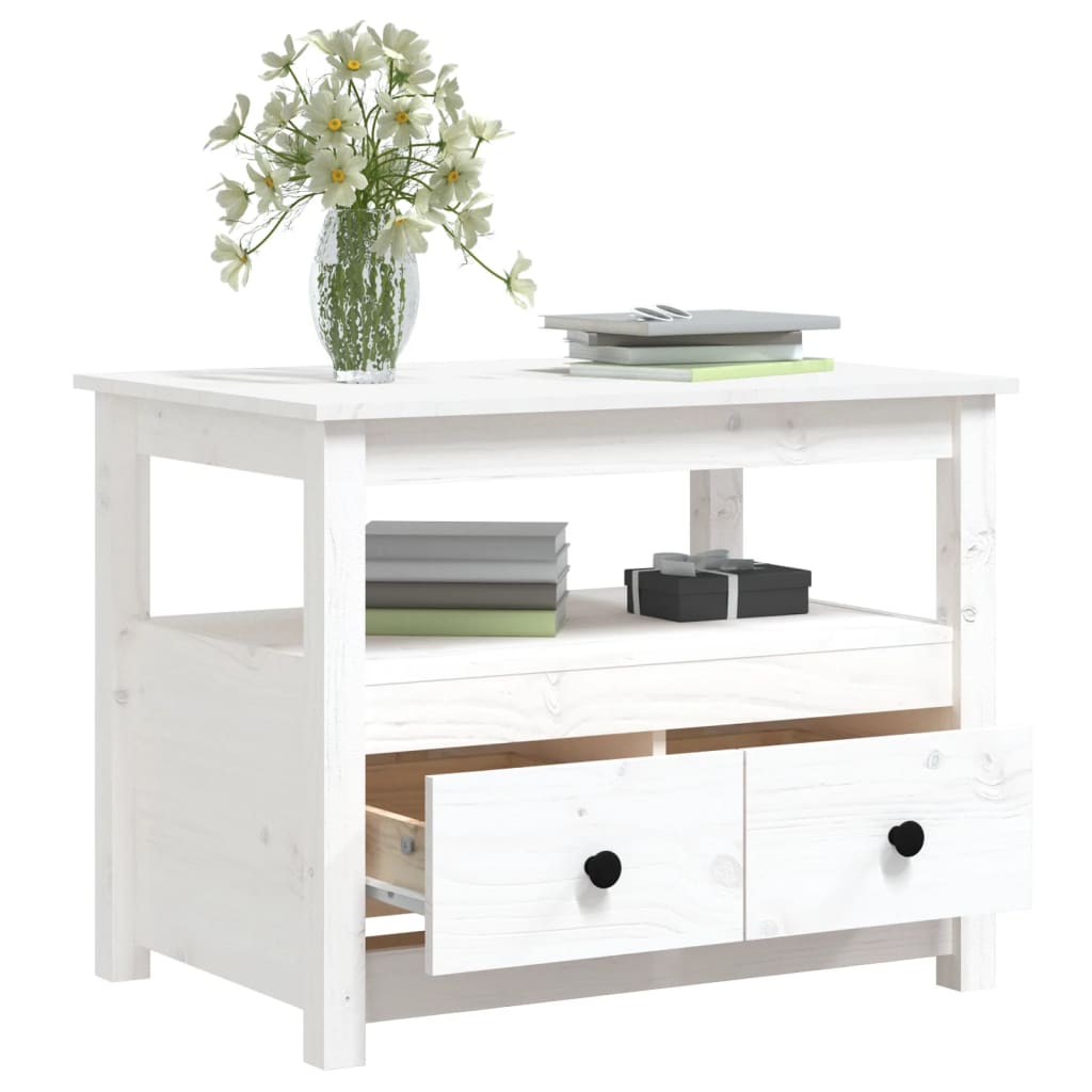 Mesa De Centro De Madera Maciza De Pino Blanco 71x49x55 Cm_4