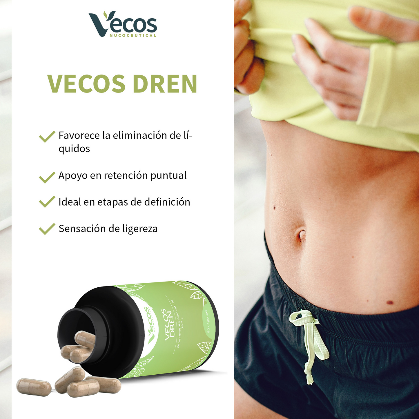 Vecos Dren Vecos 90 Cápsulas | Retención De Líquidos | Extractos Vegetales_3