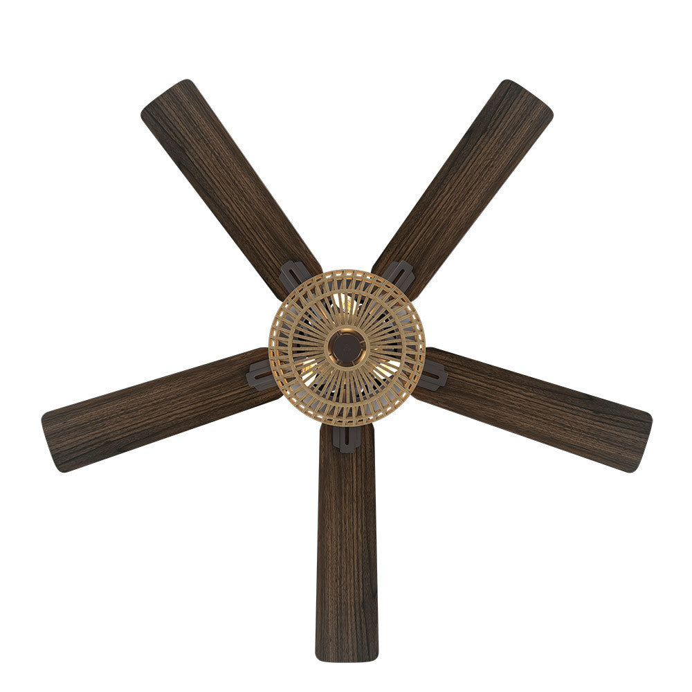 Ventilador Dc Cesta Negro 3xe27 5 Aspas Nogal/roble 6 Velocidades 55/67x132x132cm C/remoto Y Temporizador_3