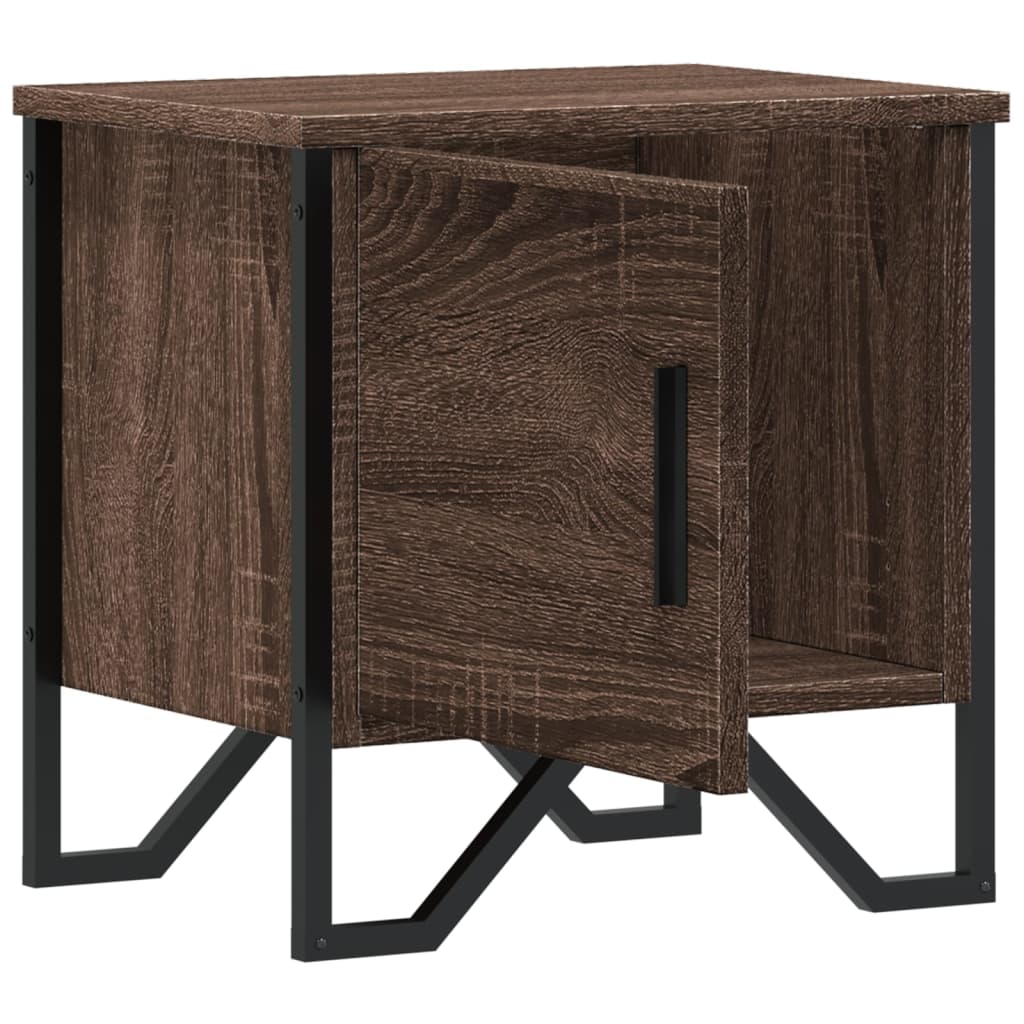 Mesita De Noche Madera De Ingeniería Marrón Roble 40x30x40 Cm_4