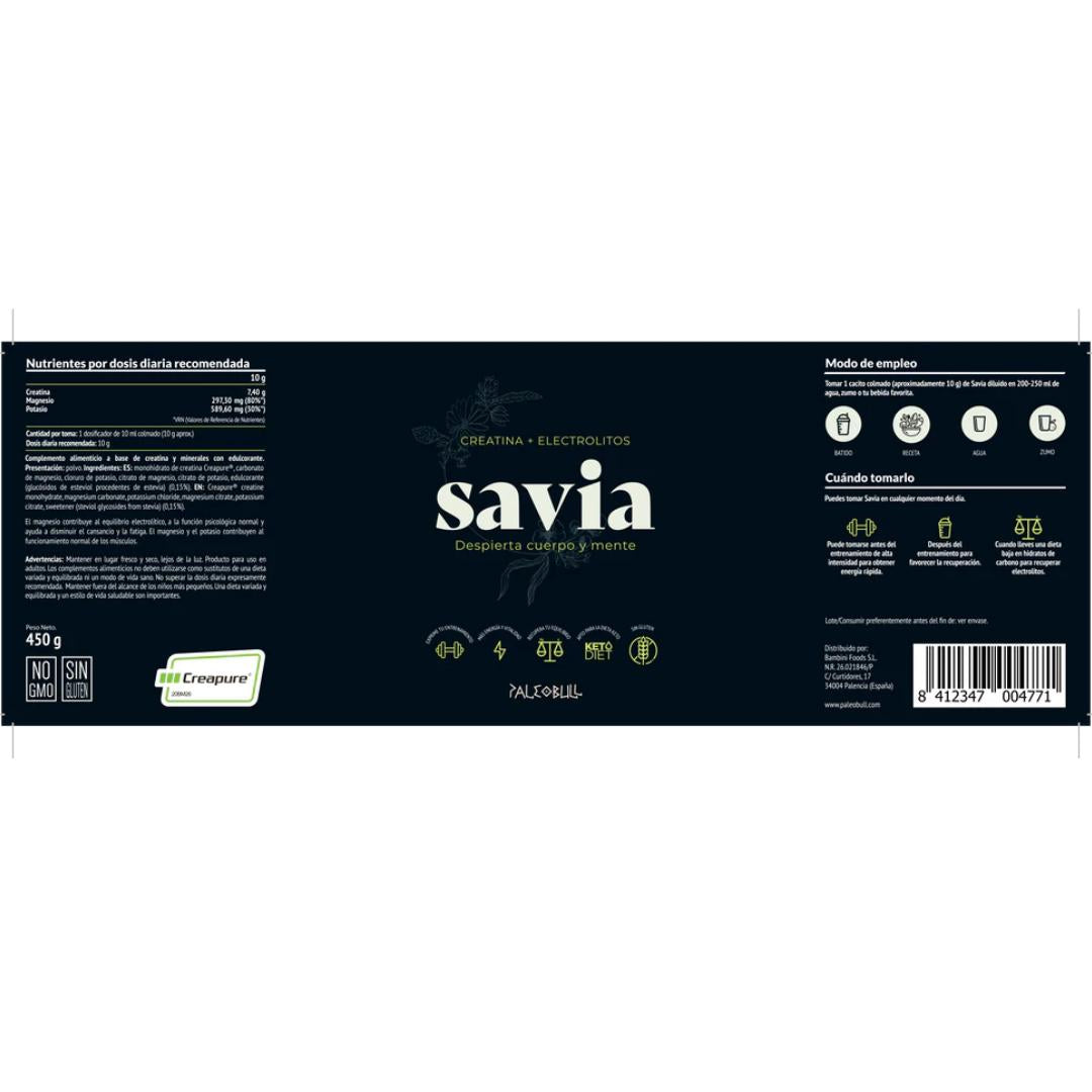 Creatina + Electrolitos Savia en polvo Paleobull 450g