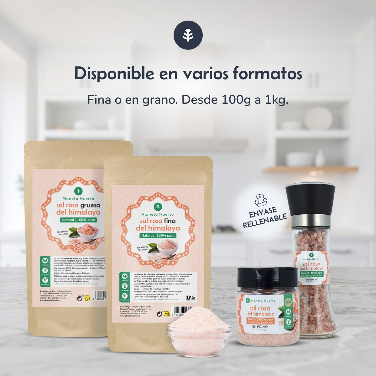 Sal rosa del Himalaya gruesa Planeta Huerto 1 kg
