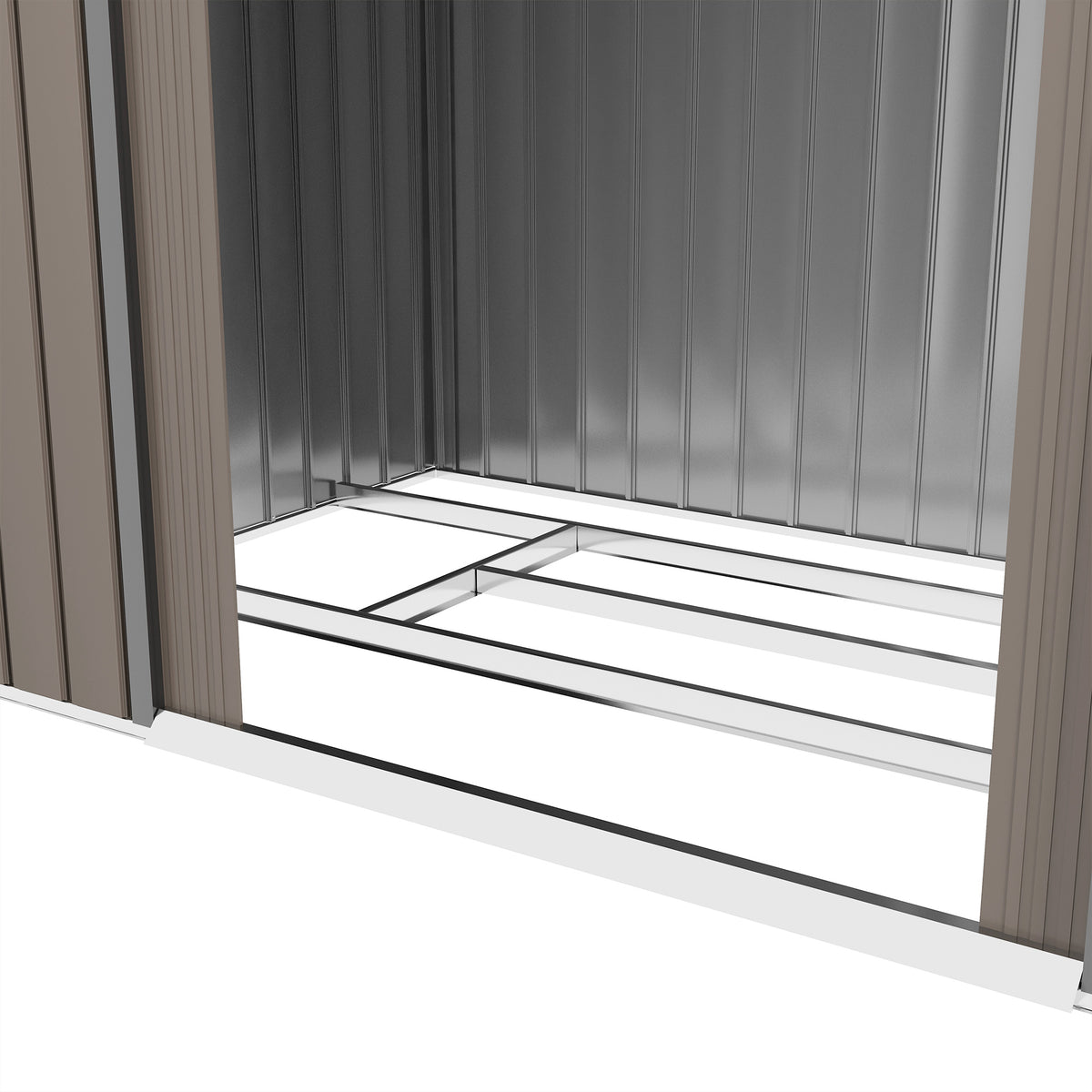 Cobertizo De Jardín Outsunny Acero Galvanizado Marrón 213x130x185 Cm_5