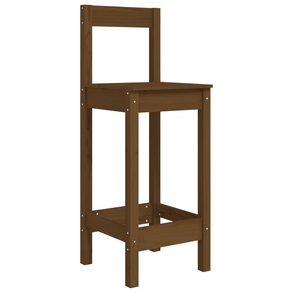 Vidaxl Mesa Y Taburetes Altos De Jardín 3 Pzas Madera Pino Marrón Miel_5