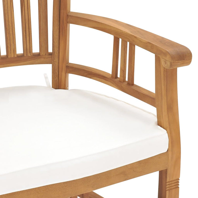 Vidaxl Sillas De Jardín 2 Uds Madera De Teca Con Cojines Blanco Crema_5