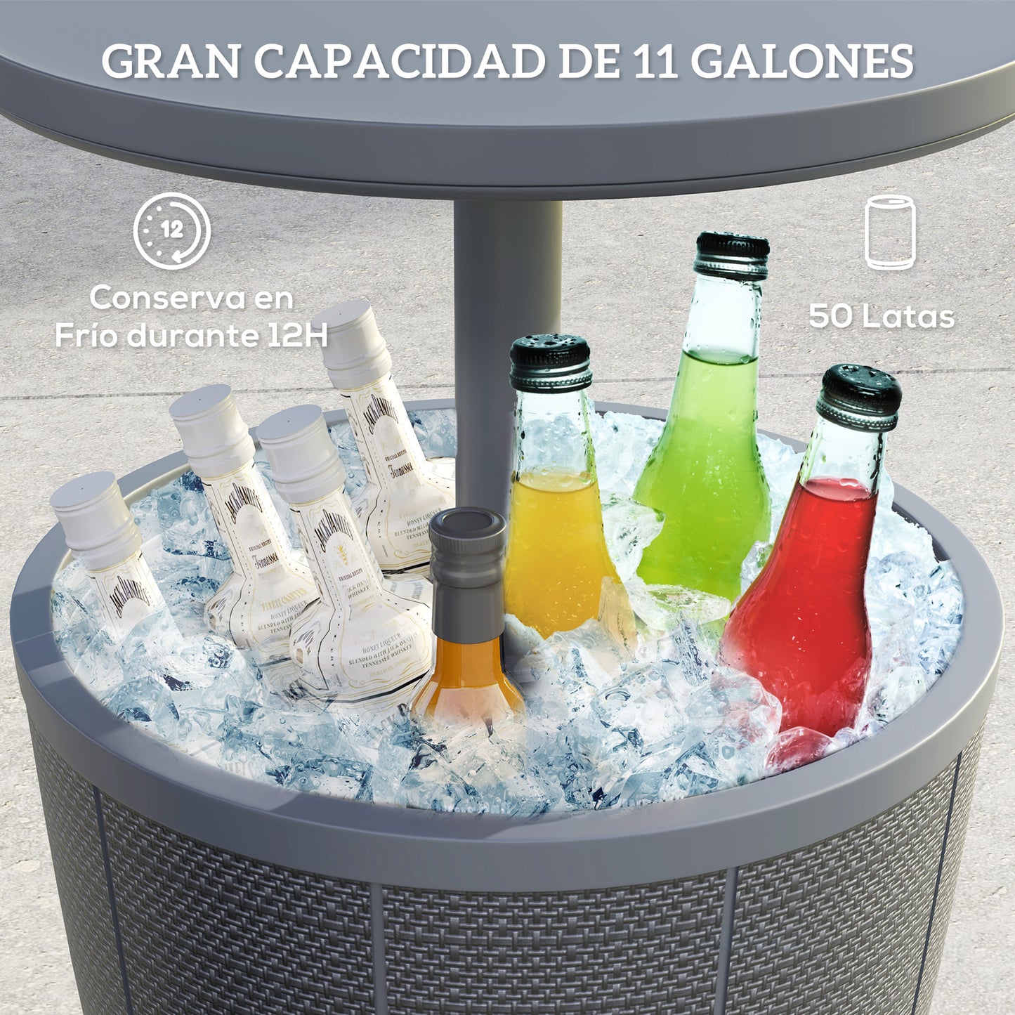 Outsunny Mesa Nevera Para Exterior 41 L 3 En 1 Cool Bar Mesa Auxiliar Gris_5