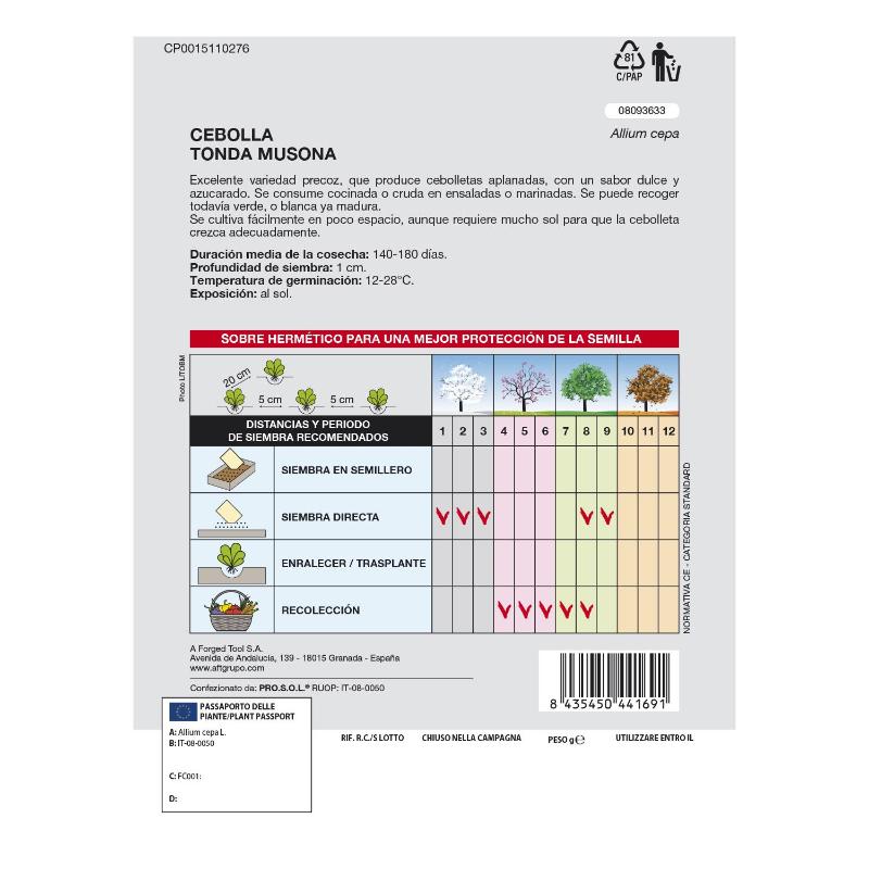 Semillas Cebolla Blanca (4 Gramos) Semillas Verduras, Horticultura, Horticola, Semillas Huerto.