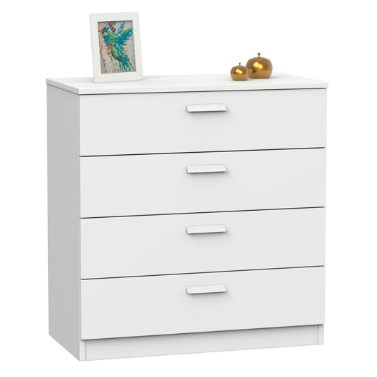 Cómoda Dormitorio, Cajonera 4 Cajones, Sinfonier 78x74x40 Cm (alto X Ancho X Profundo), Briebe, Nova, Blanco