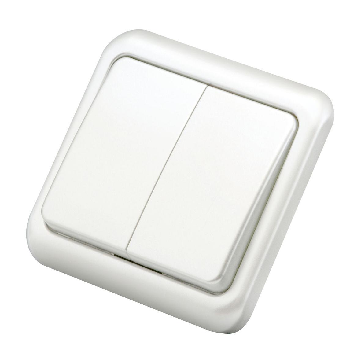 Doble conmutador empotrable Blanco Duolec