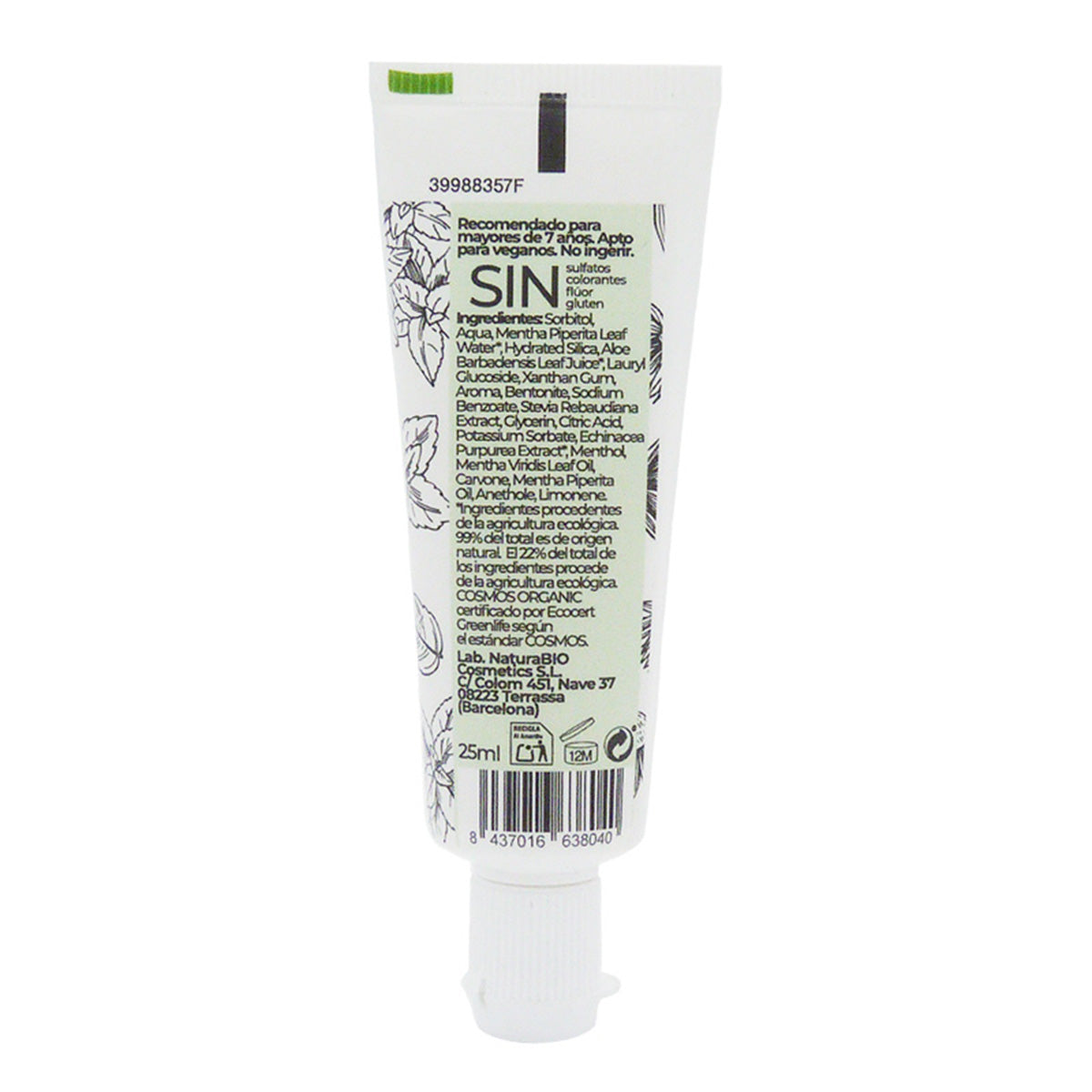 Dentifrico extra fresco 25 mlEquinacea & Menta Bio Sin Fluor NaturaBIO