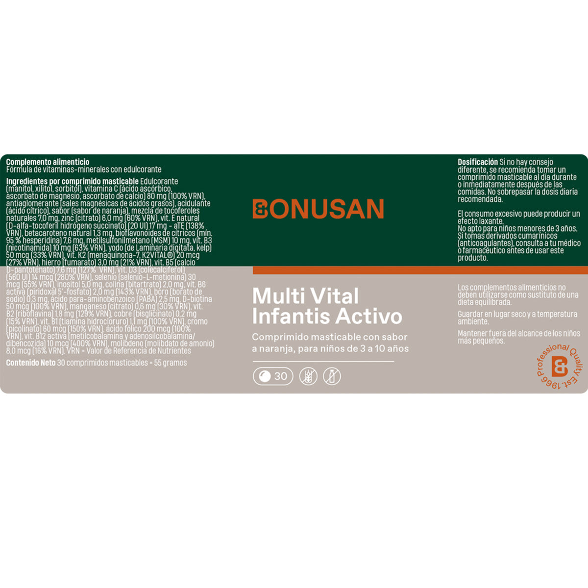 Multi Vital Infantis Activo Bonusan 30 Tabletas