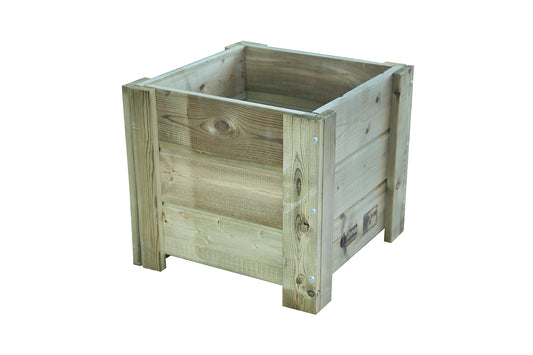 Macetero Elche Cuadrado De Madera Tratada Autoclave Riesgo Iv De 60 X 60 X 52 Cm 105l Para Exterior..