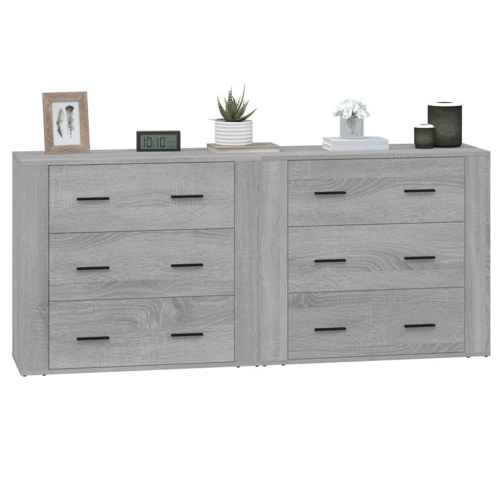 Aparadores 2 Piezas Madera Contrachapada Gris Sonoma_3