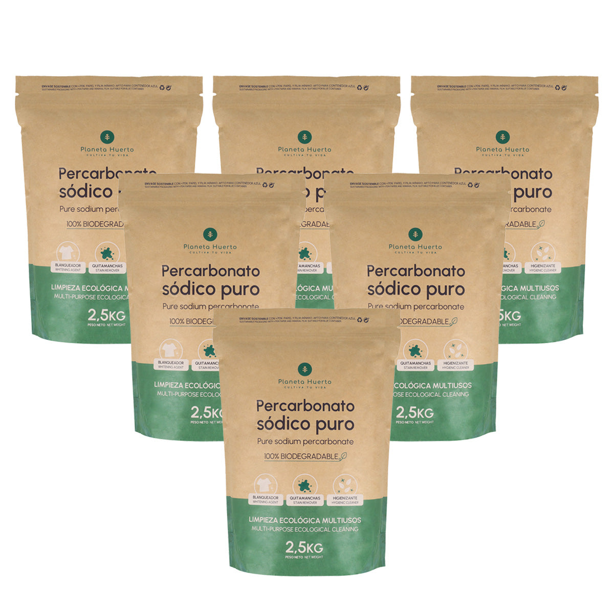 Pack 6x Percarbonato sódico Planeta Huerto 2,5 kg