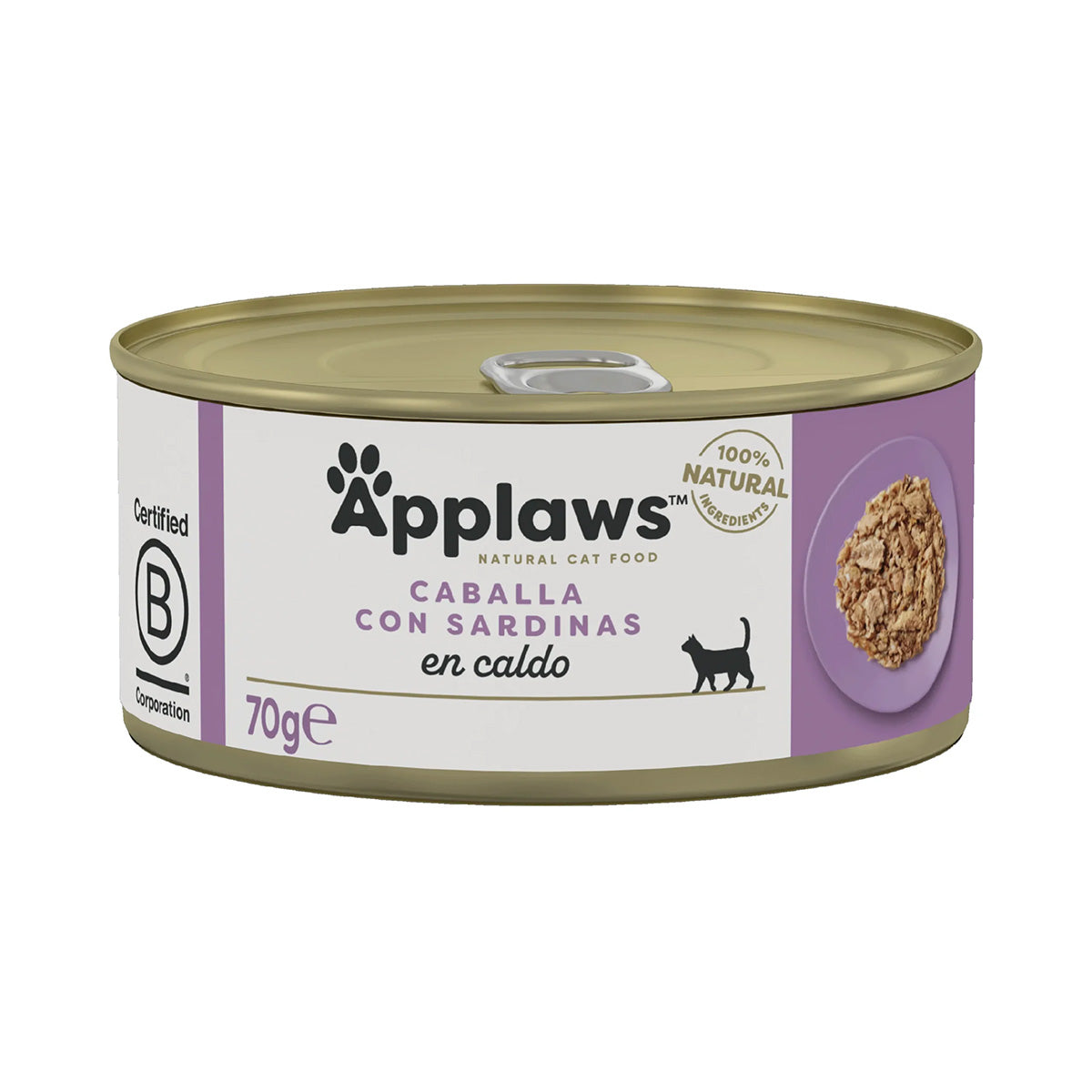 Comida húmeda para gatos natural Lata Caballa y sardina Applaws Cat 70 g