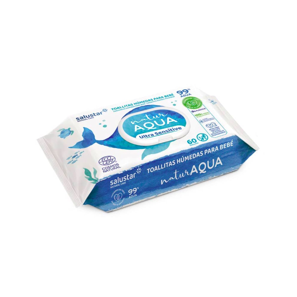 Toallitas húmedas Bebé Natur Aqua 60 uds