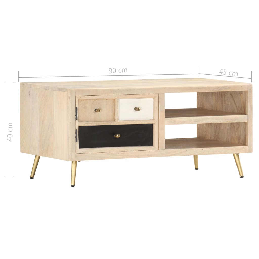 Mesa De Centro De Madera Maciza De Mango 90x45x40cm_4