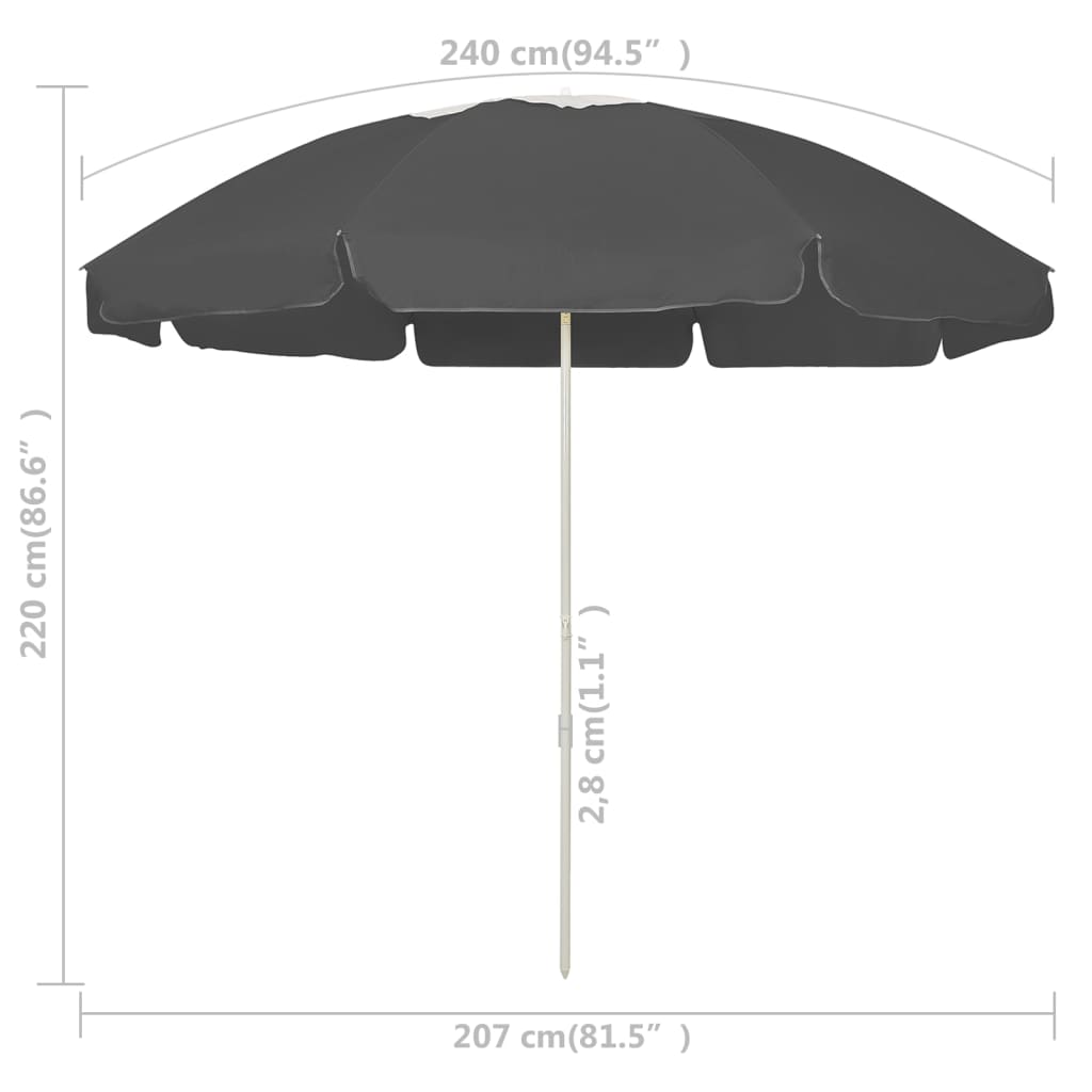 Sombrilla De Playa Antracita 240 Cm_4