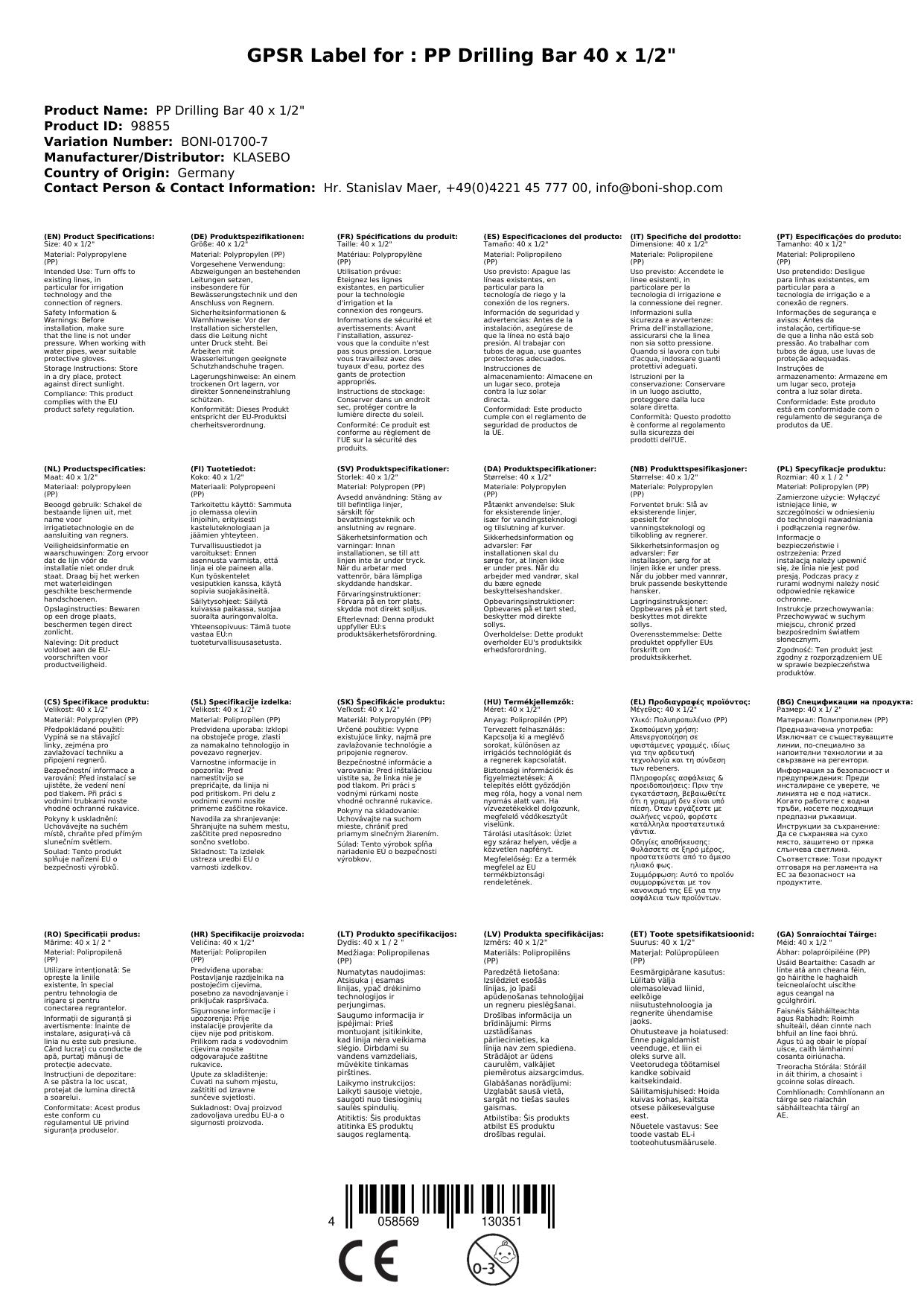 Pp Abrazadera De Perforación 40 X 1/2