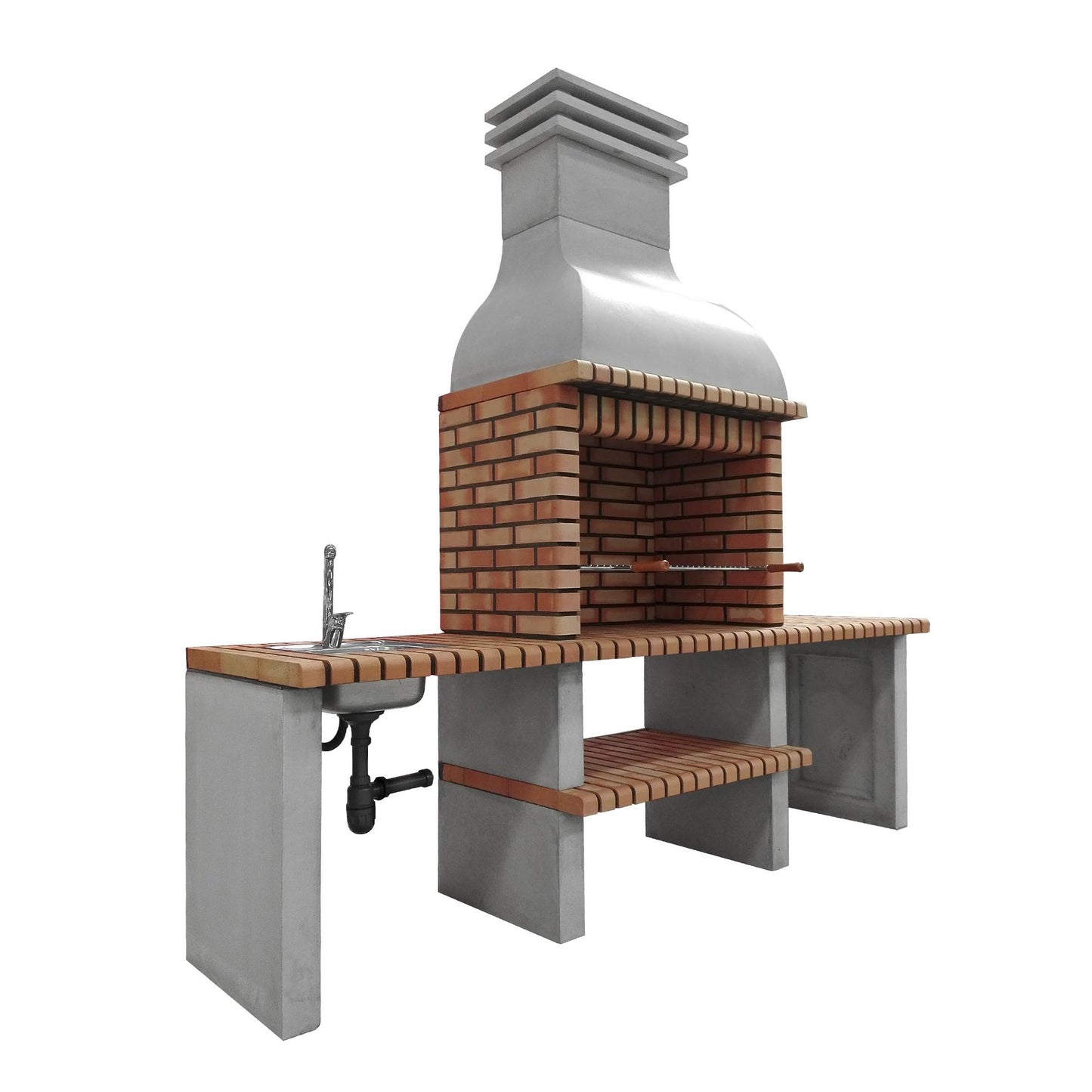 Barbacoa Altea con doble bancada y fregadero Izquierda Movelar