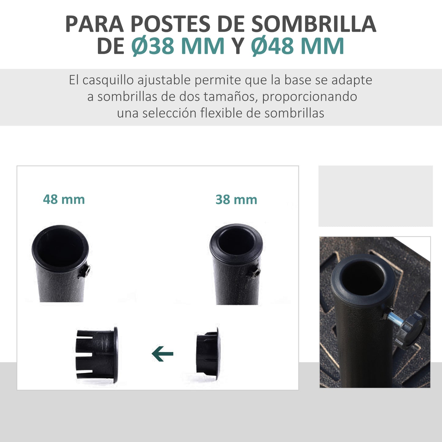 Outsunny Conjunto De Sombrilla Incluye 1 Sombrilla De Jardín Y 1 Base_5