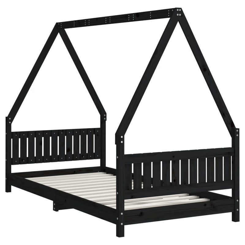 Vidaxl Estructura De Cama Para Niños Madera De Pino Negro 90x190 Cm_5