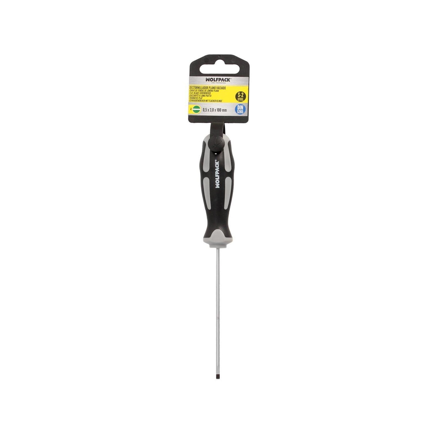 Destornillador Plano Vaciado Acero S2 Mango Tpr Bimaterial. Medida 0,5 X Ø 3,0 X 100 Mm. Din5265_3