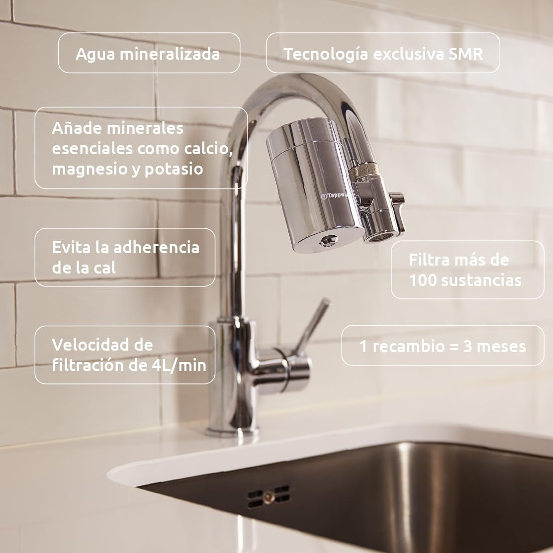 Filtro de grifo EcoPro Chrome SMR Tappwater