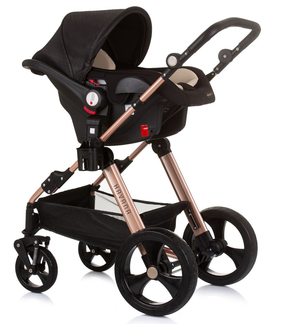 Carrito De Bebé Havana Trio Convertible Hasta 22 Kg Con Bolso Y Mosquitera Obsidian Gold_4