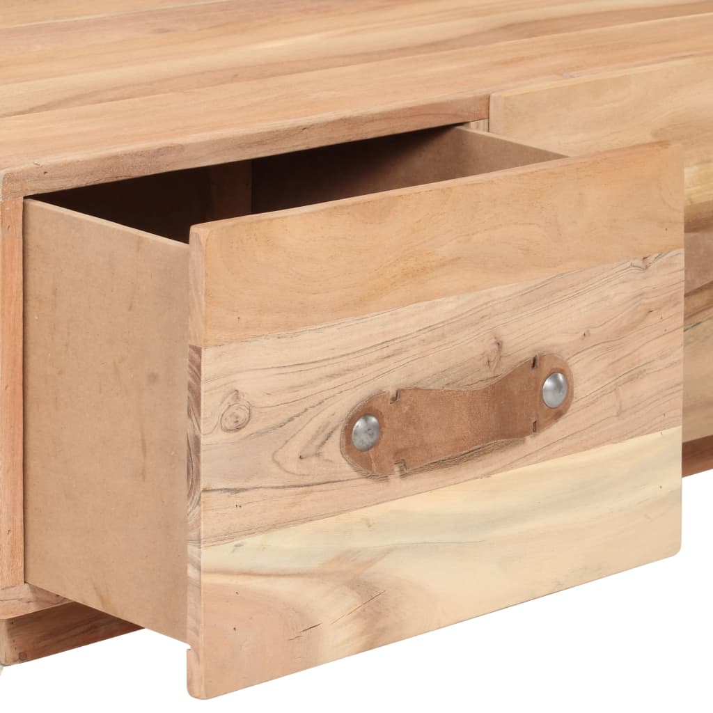 Mesa De Centro De Madera Maciza Reciclada 90x50x35 Cm_4