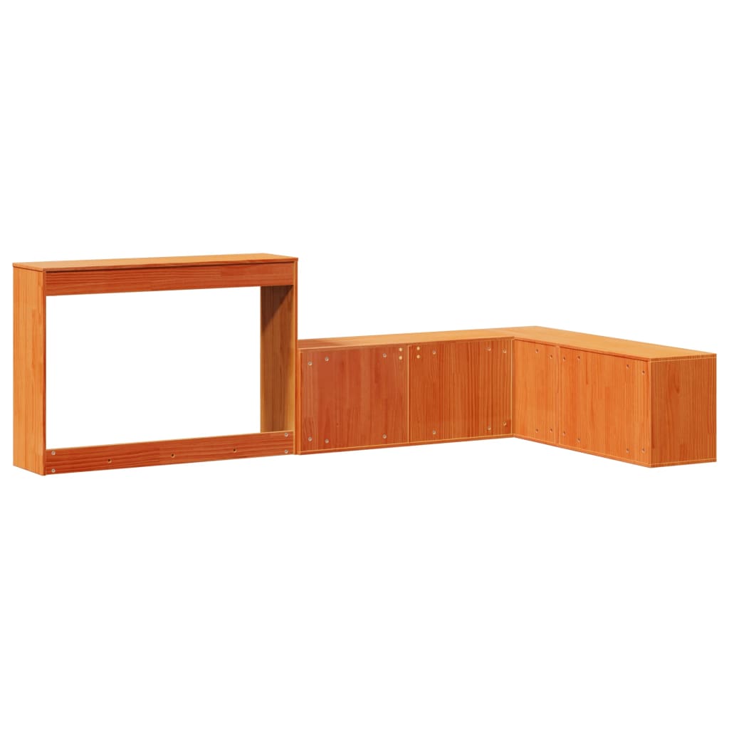 Mueble Con Escritorio Madera Maciza Pino Marrón 232x122x75 Cm_4