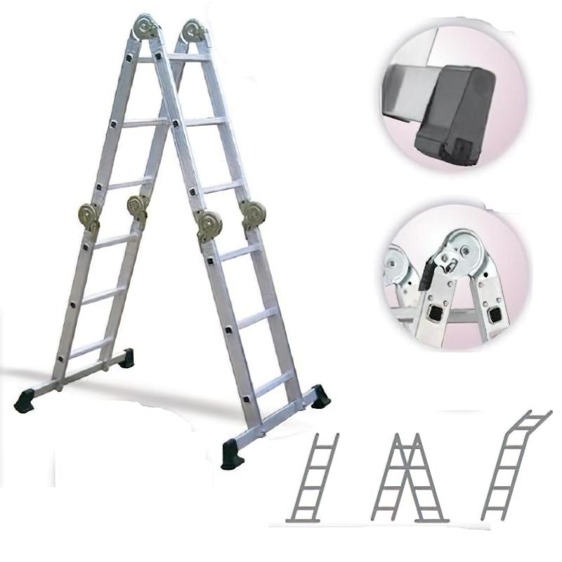 Escalera Multiposicional Aluminio 6 Rotulas 12 Peldaños