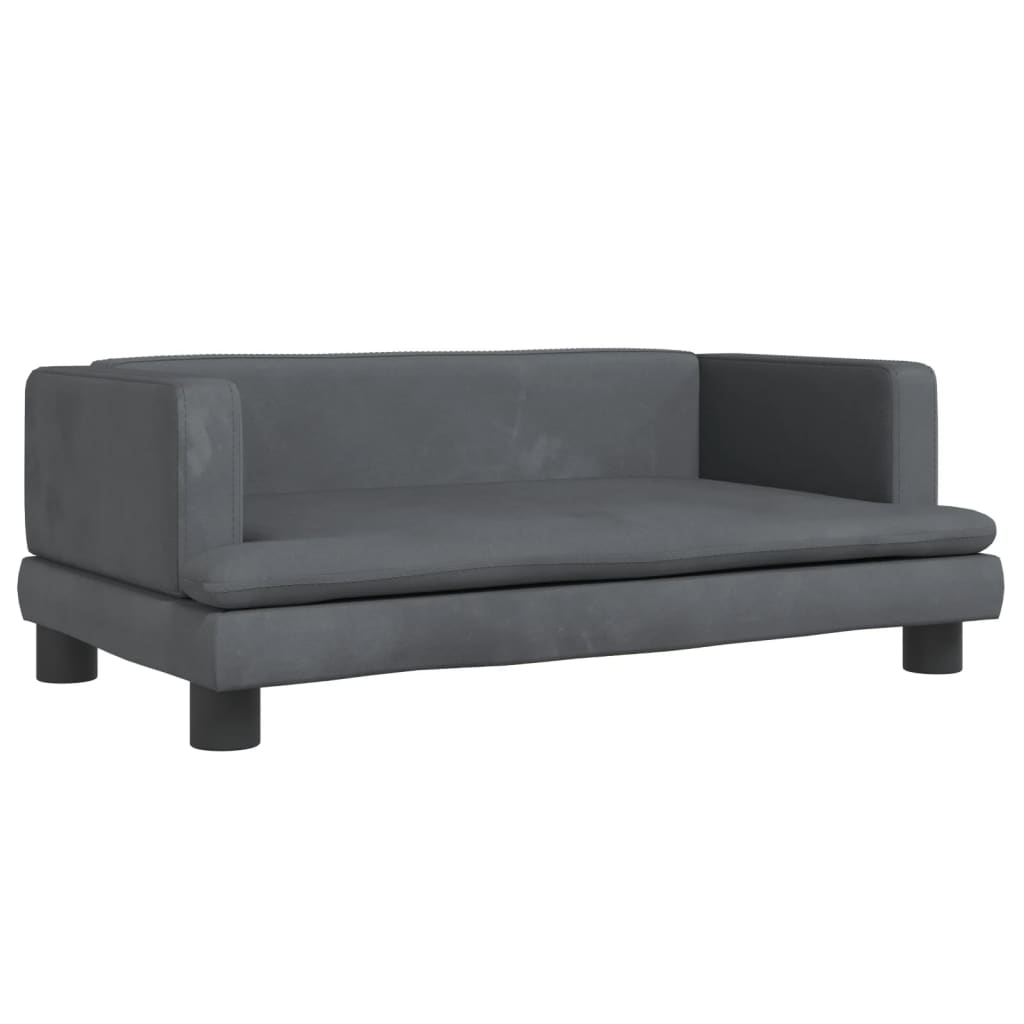 Cama Para Perros De Terciopelo Gris Oscuro 80x45x30 Cm / Vetonek_5