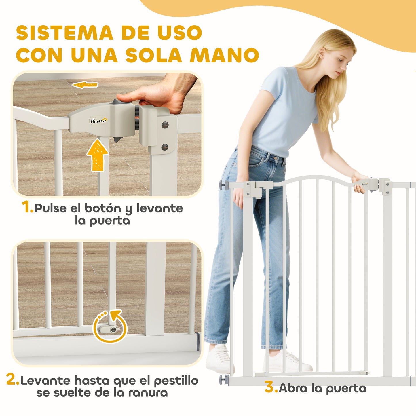 Pawhut Barrera De Seguridad Extensible Con Extensión 74-87x78 Cm Blanco_5