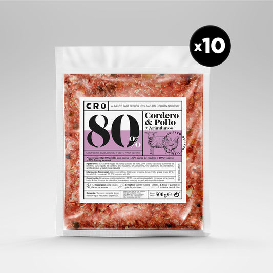 Menú Barf De Cordero Y Pollo Para Perro - 10 Paquetes