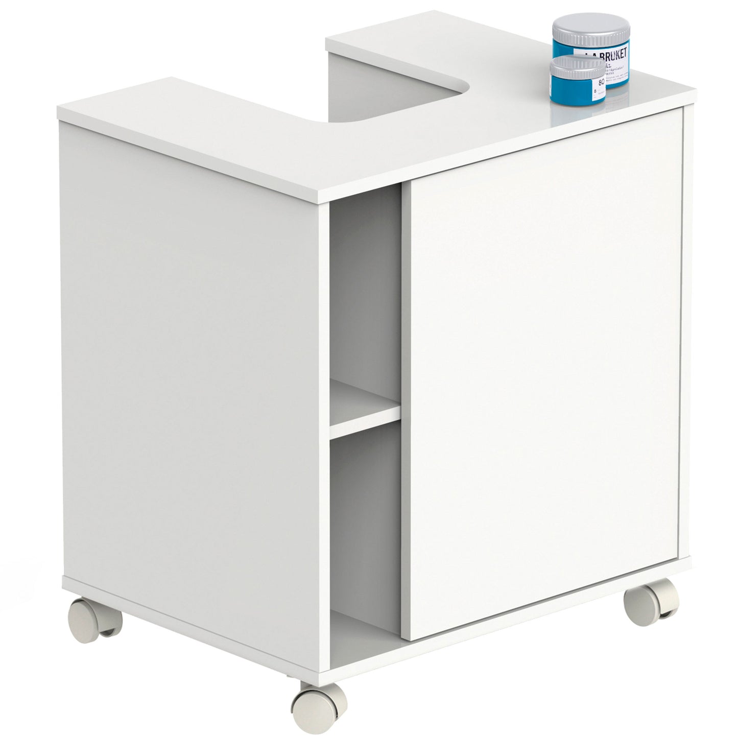 Mueble Baño Bajo Lavabo Pie Armario Auxiliar Para Lavabos Con /sin Pedestal 64x59x45 Almacenaje, Briebe, Esencia, Blanco